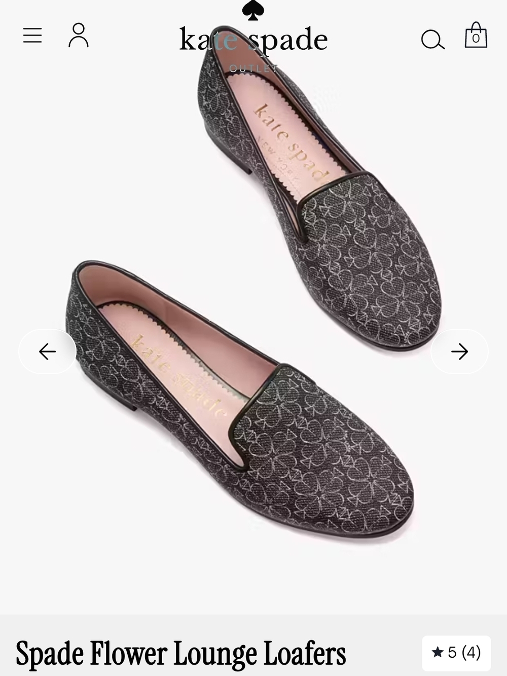 kate spade Spade Flower Lounge Loafers in Black with Pink Insole